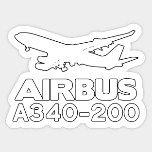 Airbus A340-200 Silhouette Print (White) Sticker